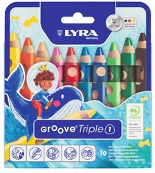 Kleurpotlood LYRA Groove Triple One extra dik set à 10 kleuren