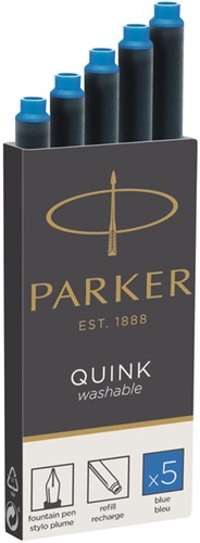 Inktpatroon Parker Quink uitwasbaar blauw blister à 5 stuks-2