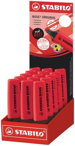 Markeerstift STABILO Boss 70/48 echt rood display à 15 stuks