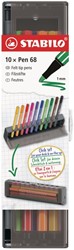 Viltstift STABILO Pen 68 medium clickset à 10 kleuren