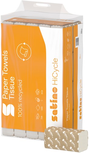 Handdoek Satino PT3 HiCycle v-vouw 2-laags 240x230mm 20x200 vel wit 278720