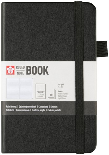 Notitieboek Sakura pocket 90x140mm lijn hard cover zwart