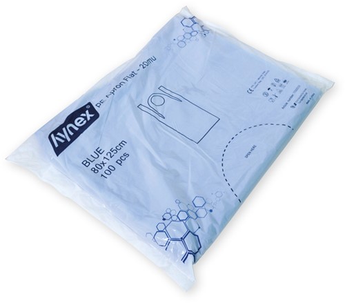 Schort Hynex PE 80x125cm blauw 100 stuks