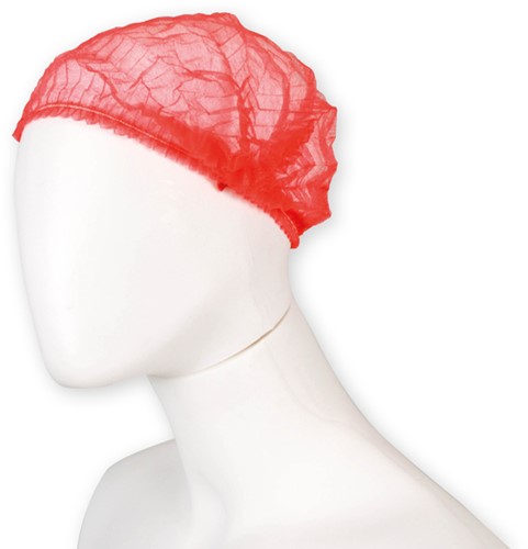 Haarnet Hynex clip non-woven rood pp 100 stuks-2
