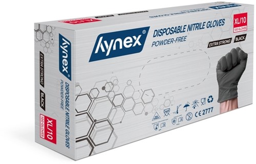 Handschoen Hynex nitril XL zwart 5gr extra sterk 100 stuks