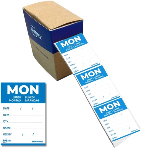 Etiket Avery HACCP maandag-blauw 40x56mm 500st