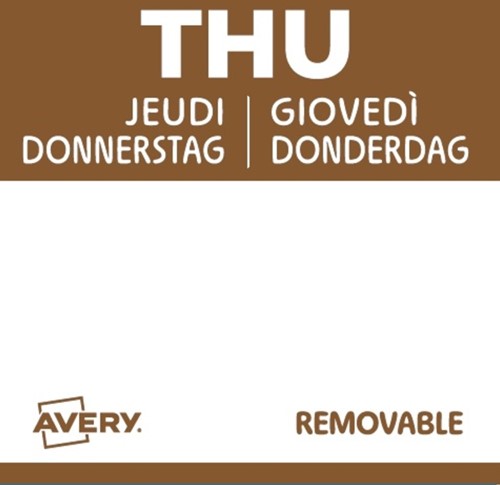 Etiket Avery HACCP donderdag-bruin 25x25mm 1000st-2
