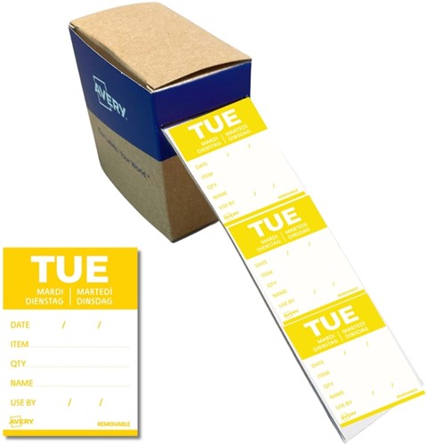 Etiket Avery HACCP dinsdag-geel 40x56mm 500st
