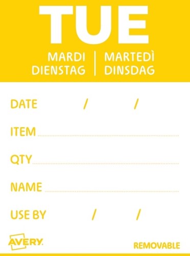 Etiket Avery HACCP dinsdag-geel 40x56mm 500 stuks-2