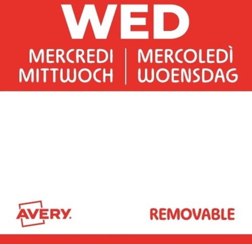 Etiket Avery HACCP woensdag-rood 25x25mm 1000st-2