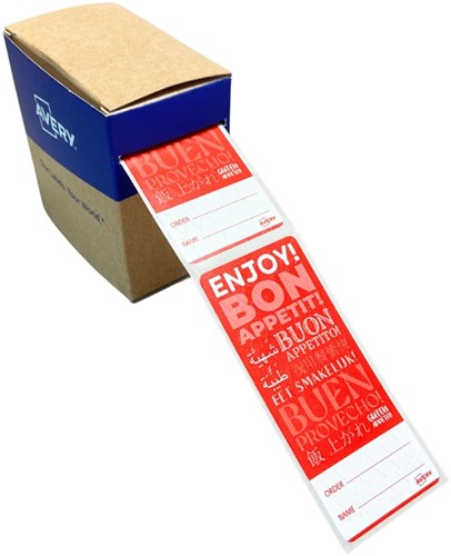 Etiket Avery sluitzegel/breukindicatie rood 40x95mm 250 stuks