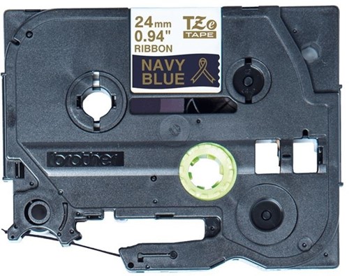 Labeltape Brother P-touch TZe-RN54 24mm goud op marineblauw