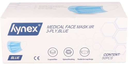 Mondmasker Hynex IIR 3-laags blauw 50 stuks-2