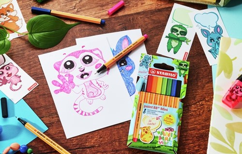 Fineliner STABILO point 88 Animal Vibes mini fijn assorti 8 stuks-3