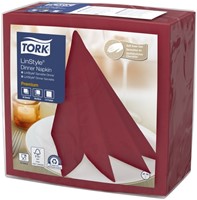 Dinerservet Tork Linstyle Premium 1/4 vouw 1-laags 390x390mm 50 vel bordeaux 478885