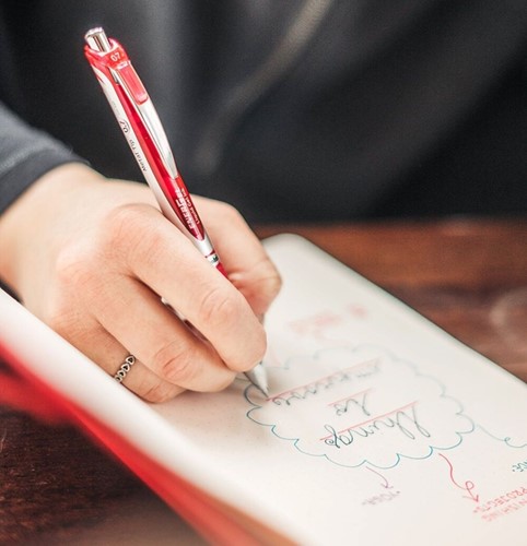 Gelschrijver Pentel BL77 Energel medium koraalroze-2