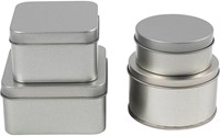 Blikjes Creativ Company cirkel en vierkant set à 4 stuks zilver-2