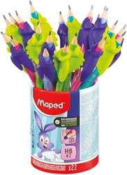 Grafietpotlood Maped Kidy Learn met gum en vingerhulp pot à 22 stuks assorti