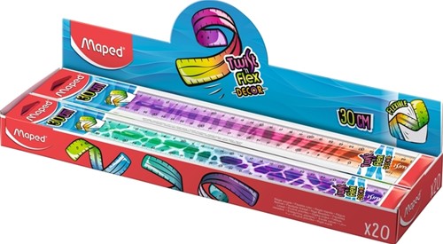 Liniaal Maped Twist 'n Flex Decor Animals 30cm display à 20 stuks assorti