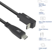 Kabel ACT USB-C standaard naar USB-C hoek boven/beneden 10Gbps 2m-2