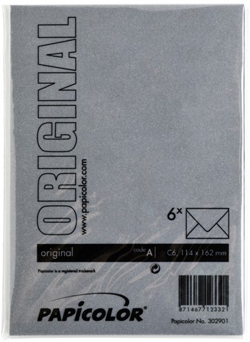 Envelop Papicolor C6 114x162mm ravenzwart pak à 6 stuks-3