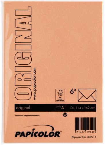 Envelop Papicolor C6 114x162mm oranje pak à 6 stuks-3