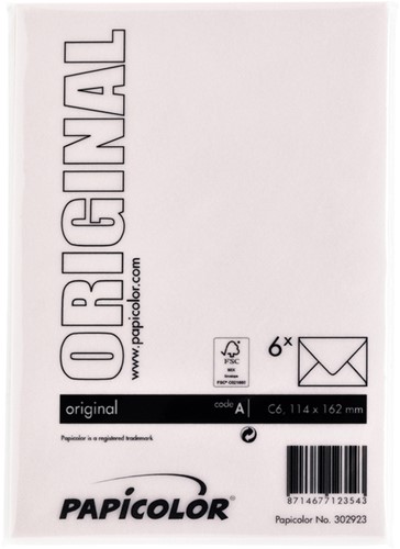 Envelop Papicolor C6 114x162mm lichtroze pak à 6 stuks-3