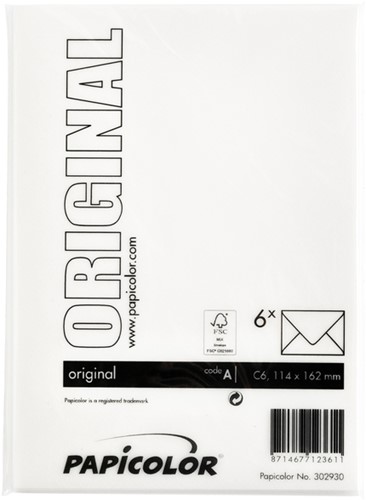 Envelop Papicolor C6 114x162mm hagelwit pak à 6 stuks-3