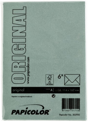 Envelop Papicolor C6 114x162mm dennengroen pak à 6 stuks-3