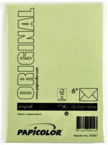 Envelop Papicolor C6 114x162mm appelgroen pak à 6 stuks-3