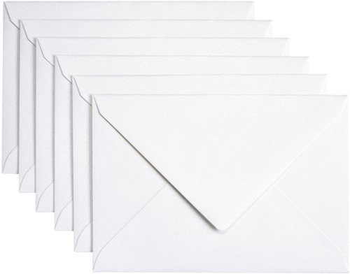 Envelop Papicolor C6 114x162mm metallic parelwit pak à 6 stuks