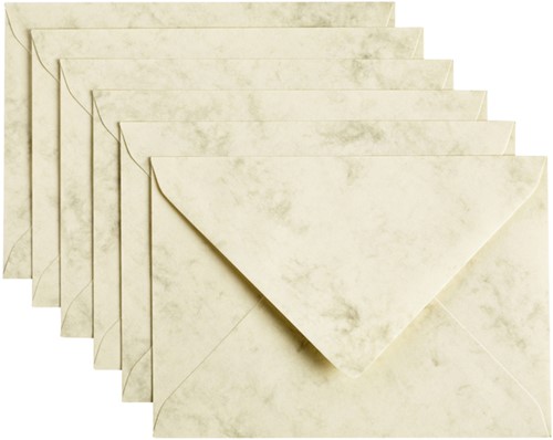 Envelop Papicolor C6 114x162mm marble ivoor pak à 6 stuks