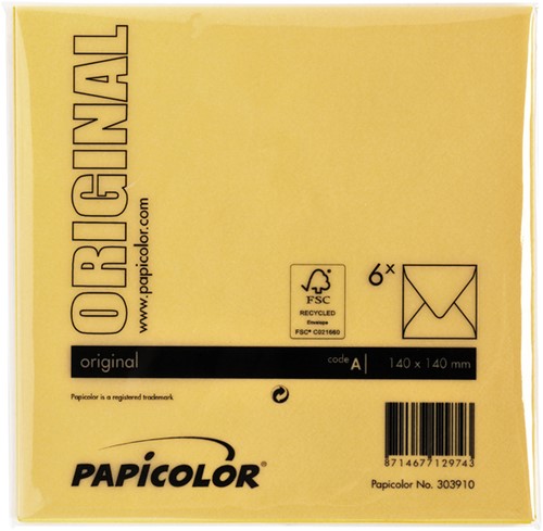 Envelop Papicolor 140x140mm dottergeel pak à 6 stuks-3