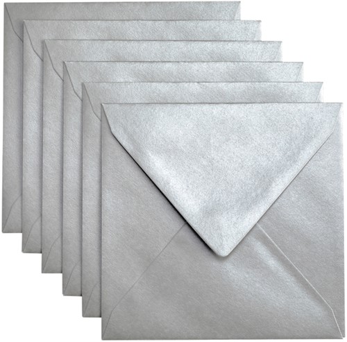 Envelop Papicolor 140x140mm metallic zilver pak à 6 stuks