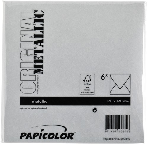 Envelop Papicolor 140x140mm metallic zilver pak à 6 stuks-3