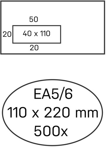 Envelop Hermes EA5/6 110x220mm venster 4x11links zelfklevend 500 stuks-2
