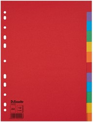 Tabbladen Esselte Economy A4 12-delig karton 11-rings assorti