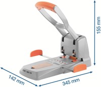 Perforator Rapid Supreme HDC150/2 heavy duty 2-gaats 150 vel zilver/oranje-1