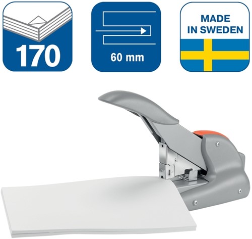 Nietmachine Rapid Supreme duax heavy duty 170 vel zilver/oranje-2