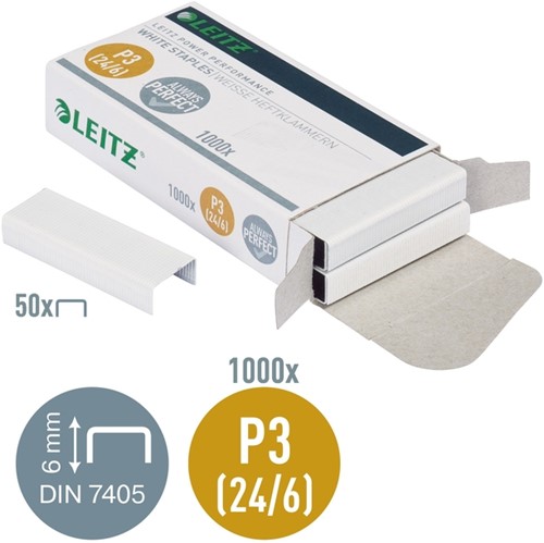 Nieten Leitz P3 24/6 wit 1000 stuks-3