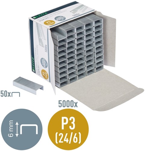 Nieten Leitz P3 24/6 verzinkt 5000 stuks-2