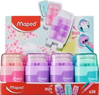Puntenslijper Maped Connect 2gaats met gum display á 20 stuks pastel assorti-1