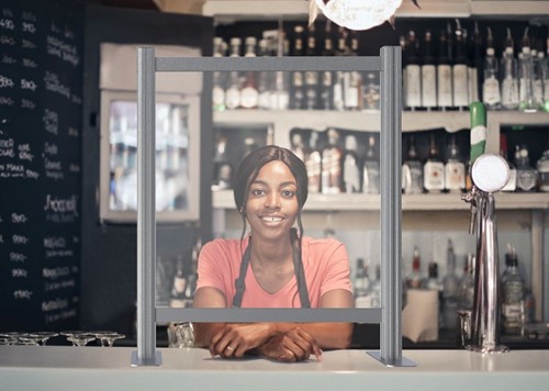 Hygiënescherm OPUS 2 aluminium basis 850X900mm.