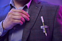 Penhouder Terry clip voor 3 pennen/potloden zilverkleurig-3