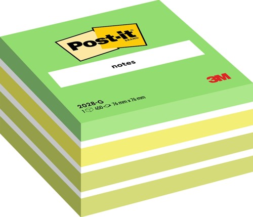 Memoblok Post-it 2028 76x76mm kubus pastel groen