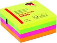Memoblok Quantore 76x76mm neon kleuren assorti 4 kleuren 400 vel