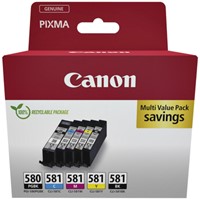 Inktcartridge Canon PGI-580 + CLI-581 2x zwart + 3 kleuren