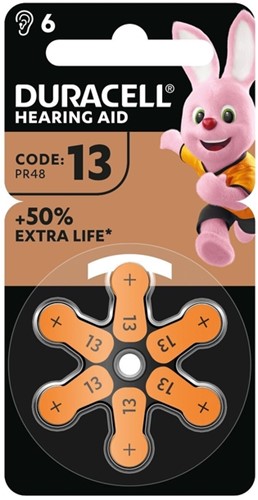 Batterij Duracell Hearing DA13 Ø7,9mm 310mAh 6 stuks