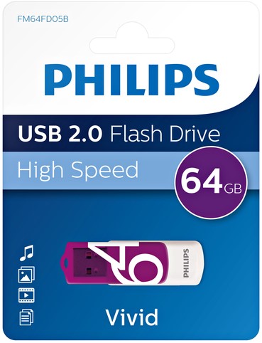 USB stick 2.0 Philips Vivid USB-A 64GB paars-3
