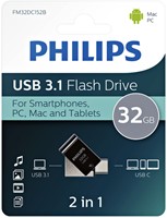 USB stick 3.1 Philips 2in1 USB-A 32GB zwart-2